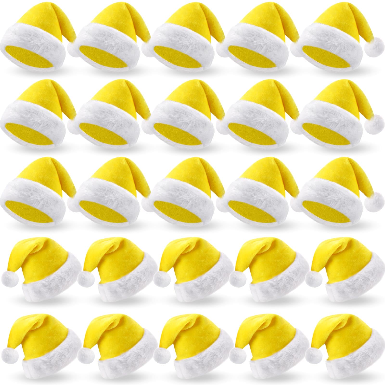 Vicenpal 20 Pcs Santa Hats Bulk for Adults, Yellow, Classic