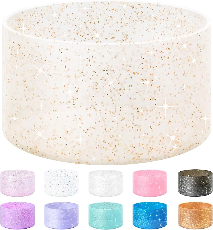 Vmini Glitter Silicone Boot for Stanley Tumbler 40oz&30oz and More Bottle | Sparkling Rubber Bottom Sleeve Cover fits Water Bottle with 2.8-3in Bases, BPA-Free, Anti-Slip Protection and Easy to Clean