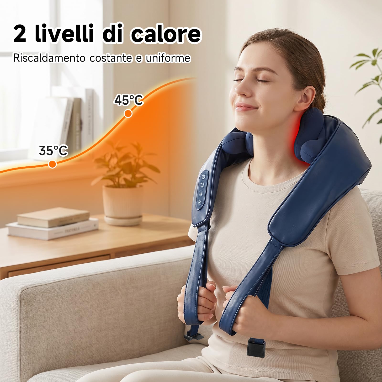 Massaggiatore collo spalle e schiena 8D Shiatsu - Massaggio Profondo | Massaggiatore Cervicale Senza Fili con Calore, Massaggiatore Portatile Ricaricabile,Regali per Uomini Donne