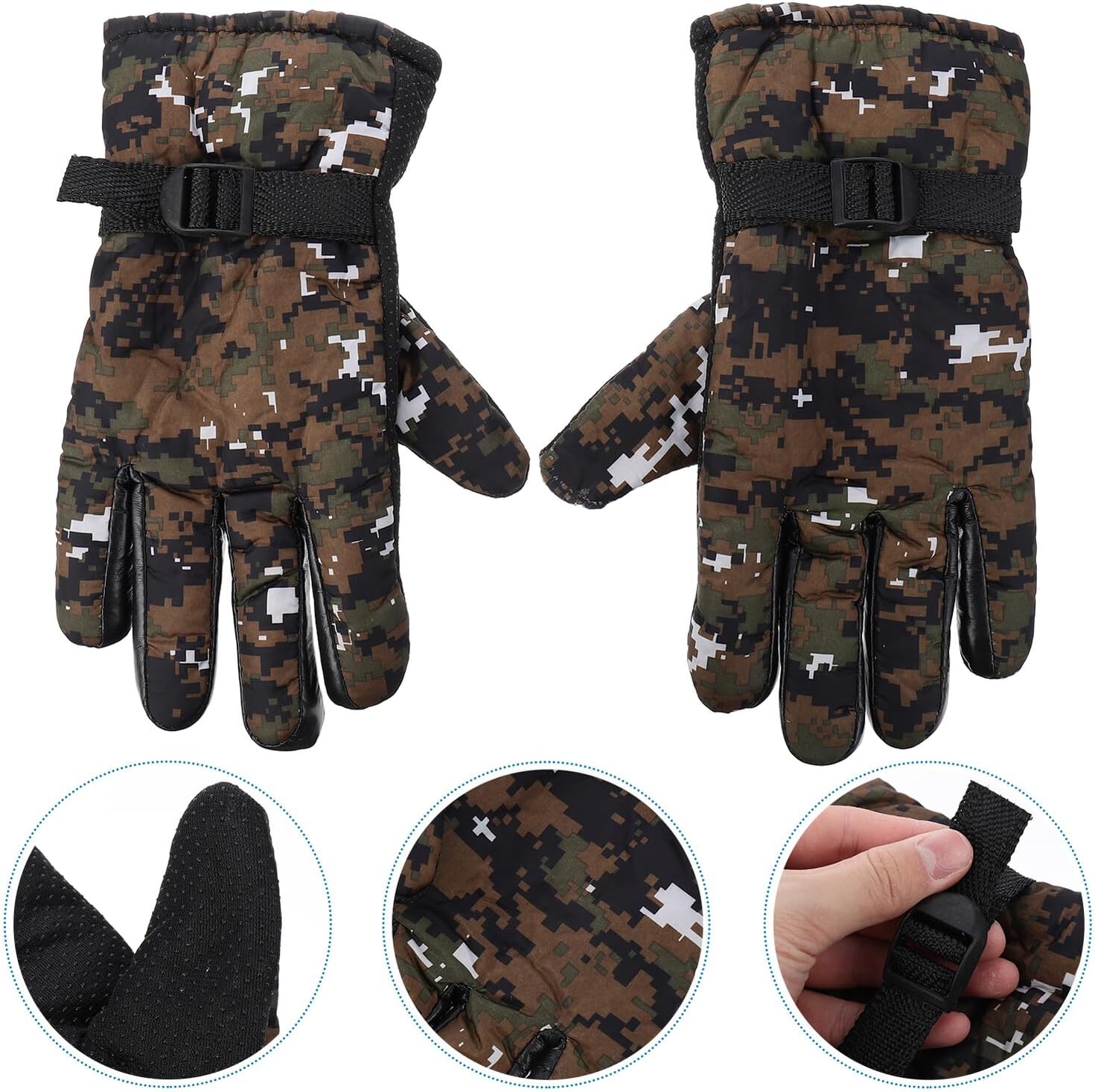 Abaodam Outdoor Cycling Gloves for Men Waterproof Touchscreen Warm Gloves with Fleece Lining Windproof for Winter Riding