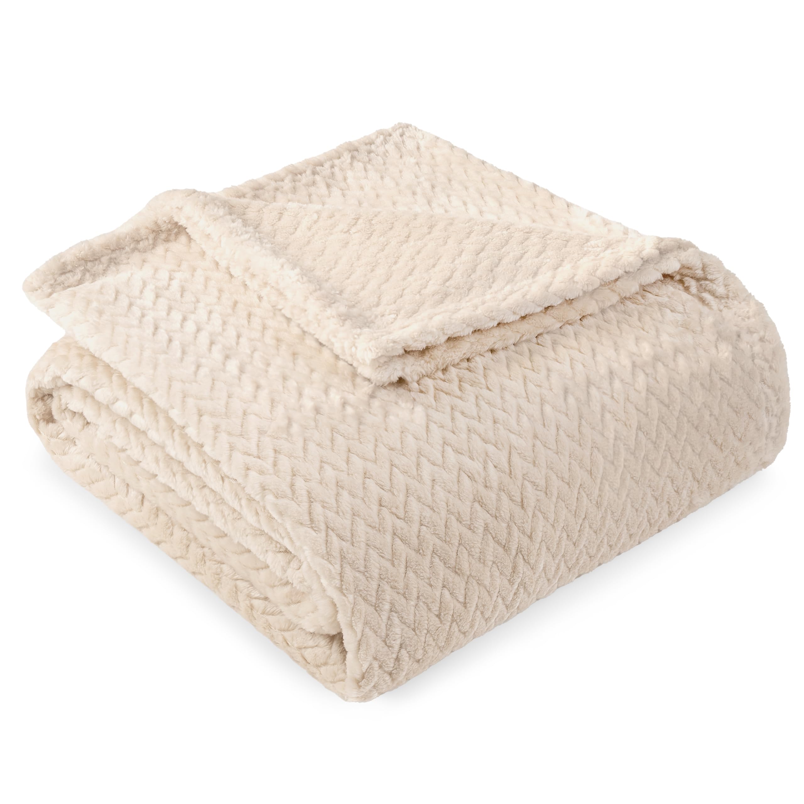 【IMPERF】Ivory Flow Throw Blanket : L EVERGRACE Ultra Soft Luxury Sculpted Texture Faux Fur Throw 布団・毛布
