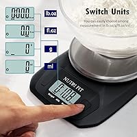Vista 5 de NUTRI FIT Báscula Digital de Alimentos Pequeñas Básculas de Cocina Peso en Gramos y OZ para Cocinar Hornear Pérdida de Peso, Acero Inoxidable Tara