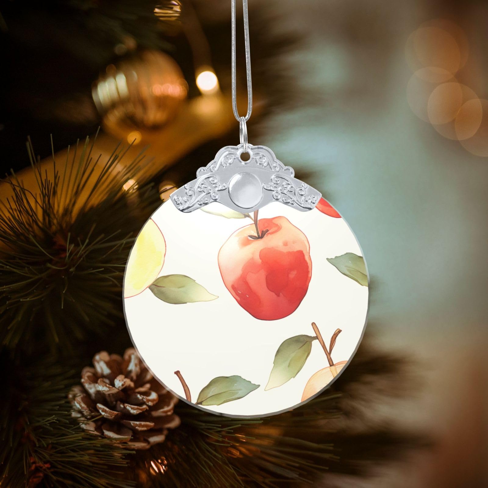 Crystal Christmas Ornaments for Christmas Tree Decoration Hanging Cute red Fruit Ornament with Gold Ribbon Crafts Round Pendant for Keepsake Gifts Glass Xmas Decor Party Supplies