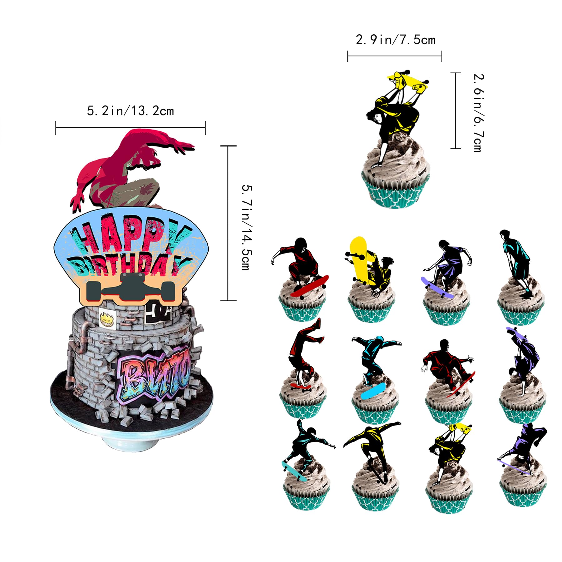 Skateboard-Hintergrund „Happy Birthday“ – 2,1x1,5m Fotohintergrund Für Coole Teenager-Partys