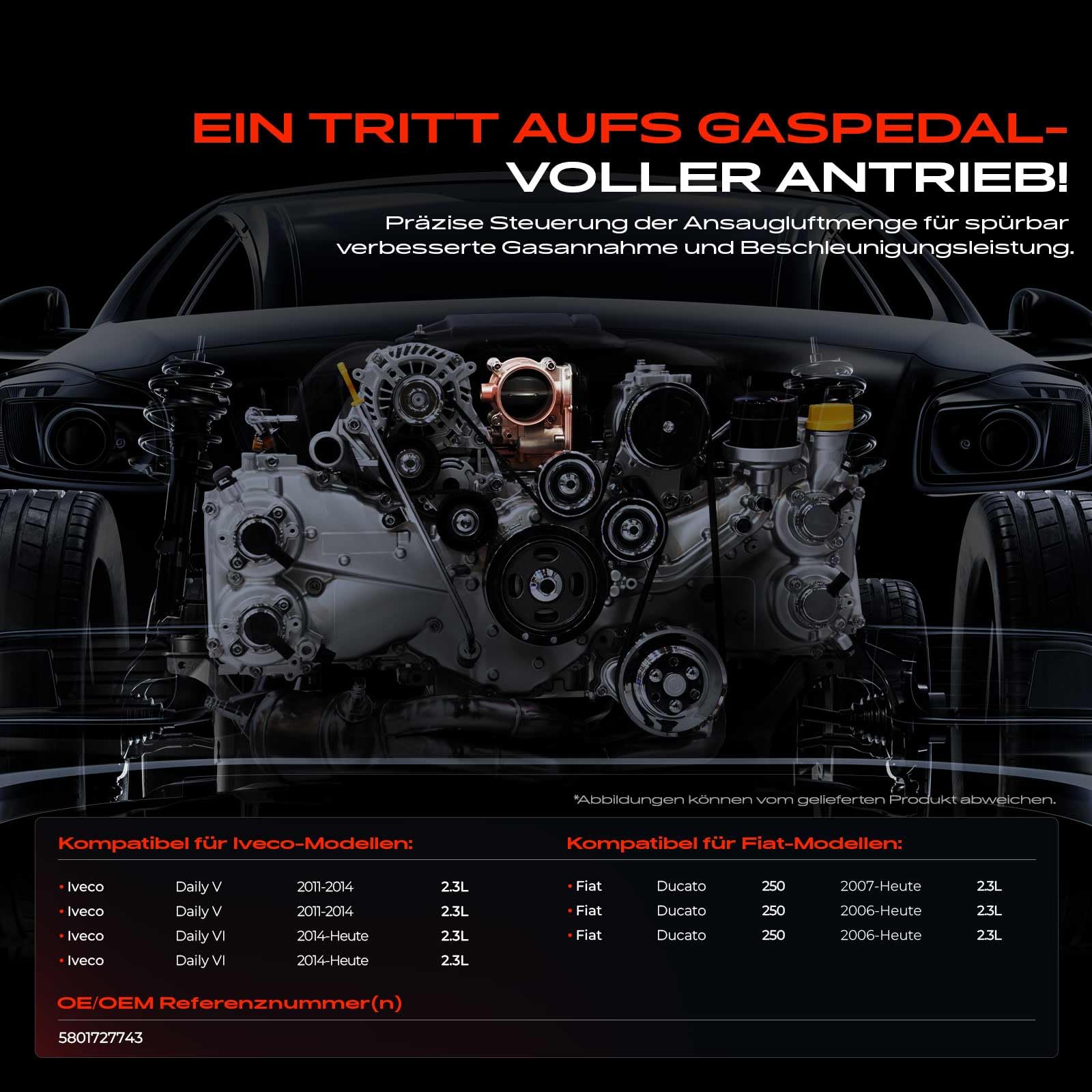 Frankberg Corps de papillon des gaz, moteur diesel, 5 broches, 5801727743 | Compatible avec: Ducato Van 250, Daily VI plateau/châssis, Boîte quotidienne VI, Bus Ducato 250, Ducato plateau/châssis 250