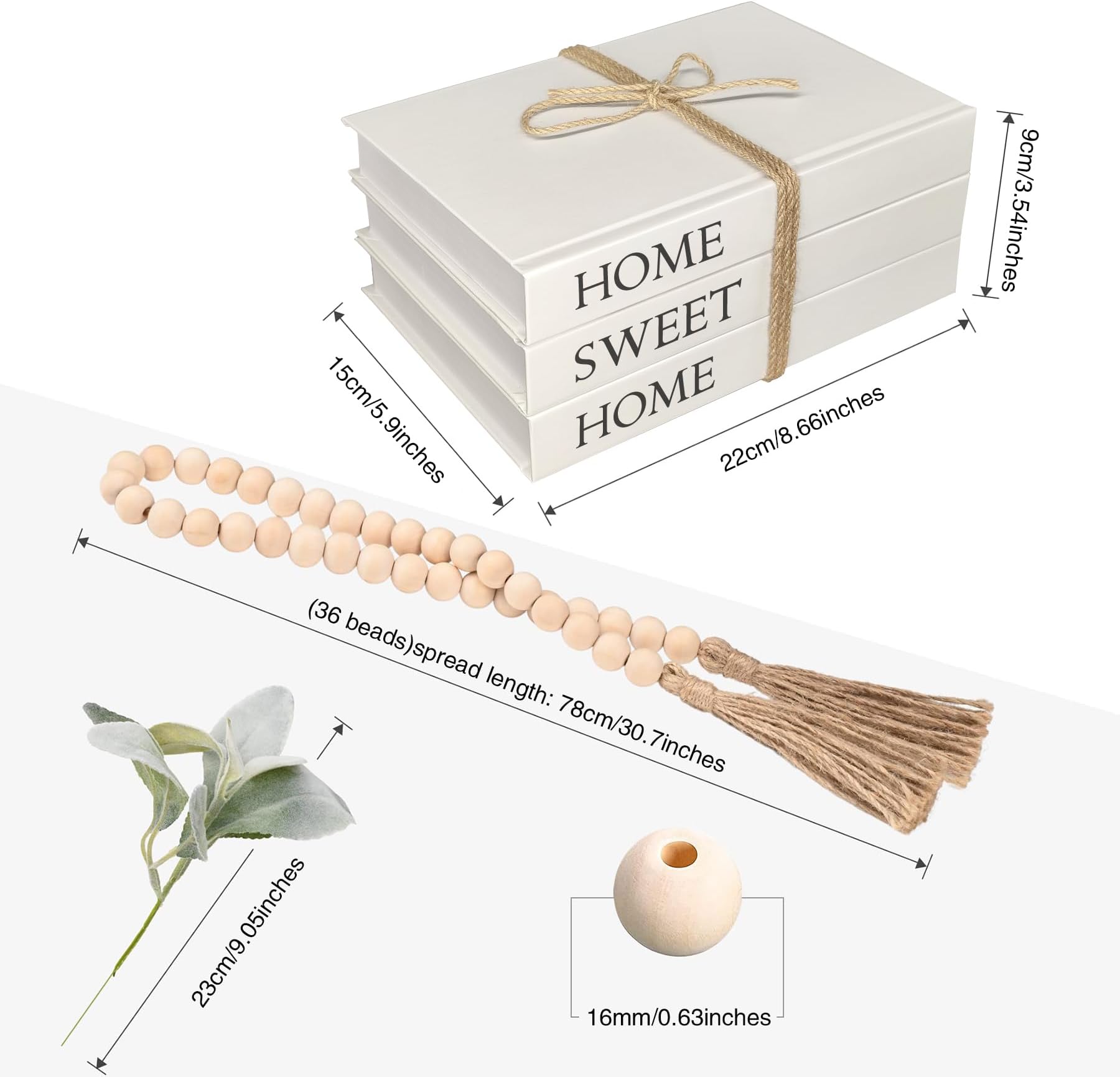 Decorative Books for Home Decor Living Room, White Table Decor Blank Books for Coffee Table, Hardcover Faux Books for Decoration, Designer Books Decor for Mantle Decor, Shelf, Farmhouse