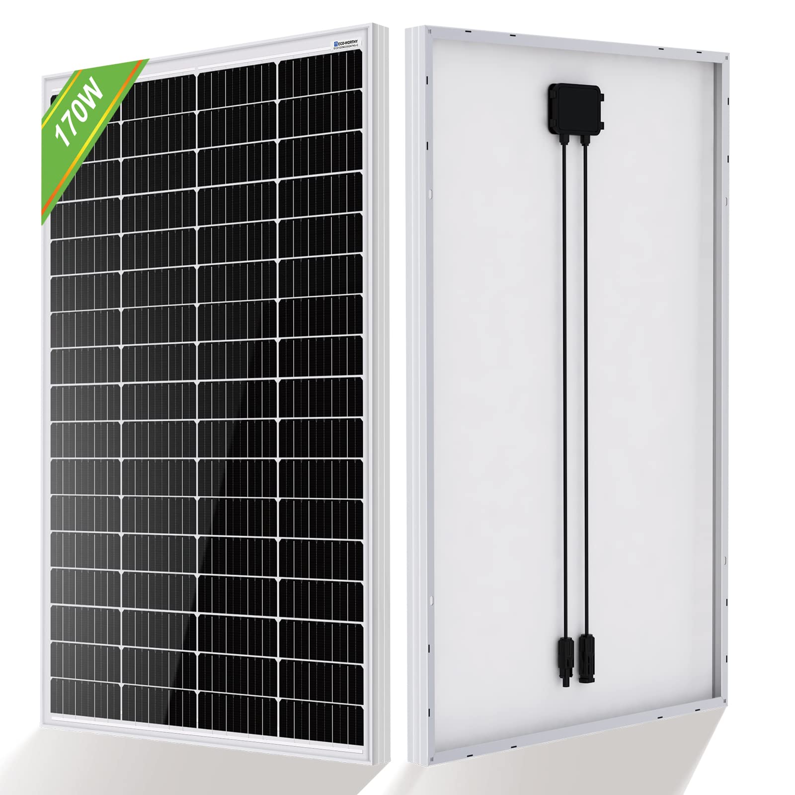 ECO-WORTHY 170 Watts Monocrystalline Solar Panel 12 Volts Applicable to Motorhome Caravan Camper Shed Boat Yacht Off Grid Solar System Backup Power