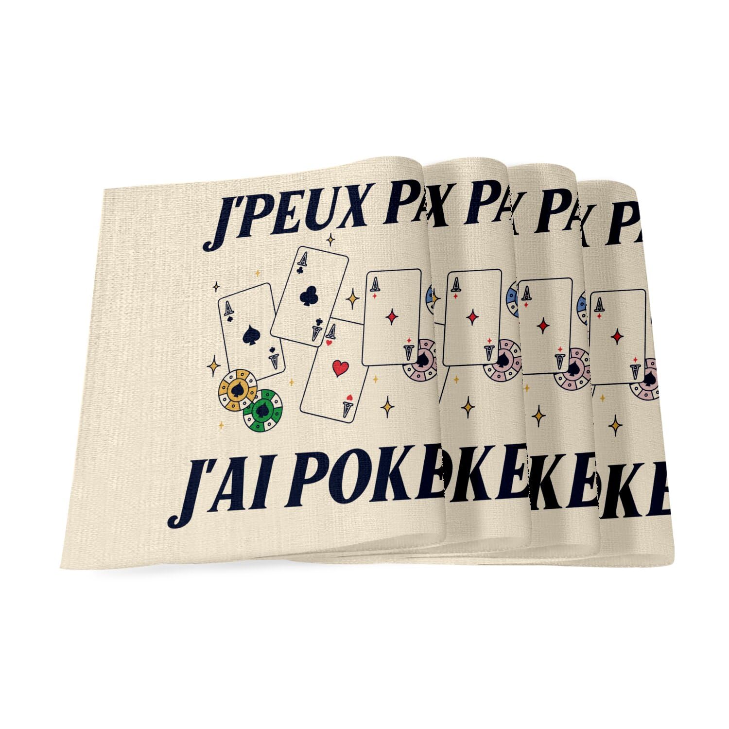 Lot de sets de table en lin j'peux pas j'ai poker le cadeau idéal pour joueur