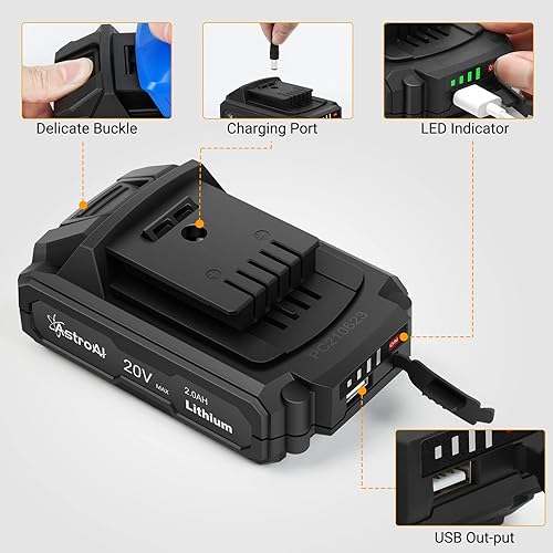 Miniatura 6 de AstroAI Compresor de aire portátil para inflado de neumáticos, bomba de neumáticos de coche inalámbrica de 160 PSI con pantalla HD, 3 fuentes de