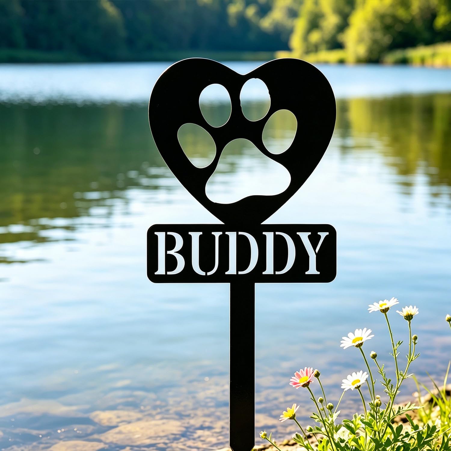VUZUCOSH Personalized Pet Memorial Metal Stake Custom Name Date Dog Cat Grave Marker Yard Plaque