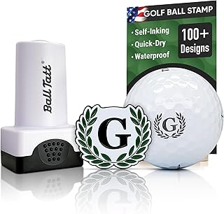 Monogram Golf Ball Stamp - Self-Inking Marker - Quick-Dry Permanent Marking Tool, No Leaks or Refills, Reusable & Waterproof Golfing Stamper - Ideal Gift for Golfers, Dads, Retirement.