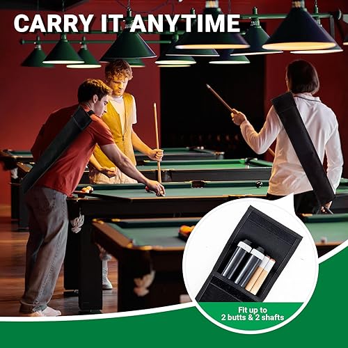 Miniatura 3 de Sosation Pool Cue Case 2 x 2, Pool Stick Case for Holding 2 Butts & 2 Shafts, 32" Long Black Soft Billiard Cue Carry Bag for Men and Women