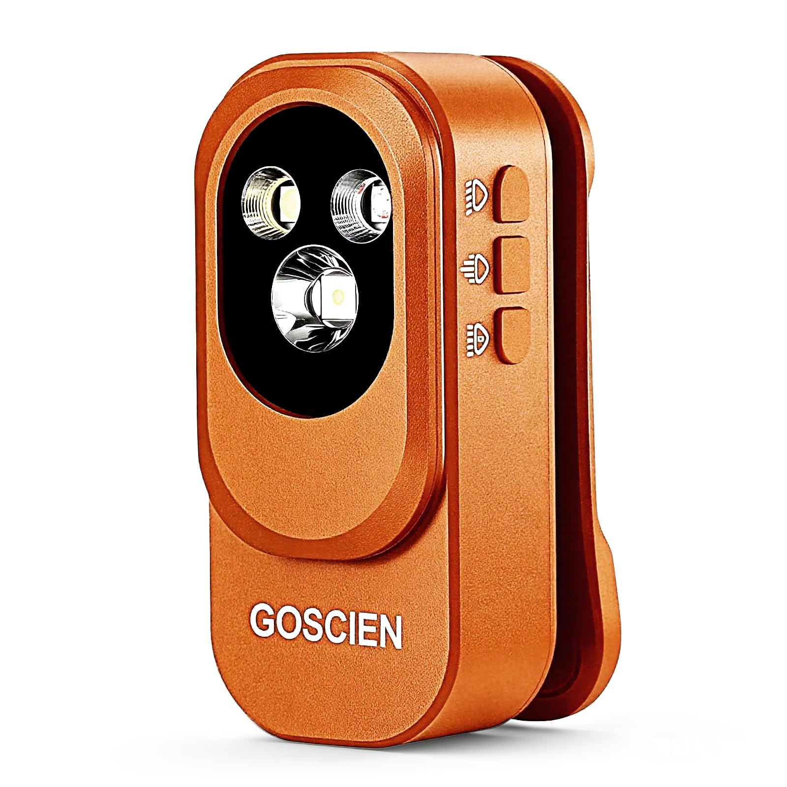 Rechargeable EDC Flashlight Clip-on Light 500 Lumens Clip Light with Three Lighting Solutions USB C Charging Magnetic Flashlight for Signaling, Cycling, Emergency, Outdoor or Indoor and etc (Orange)