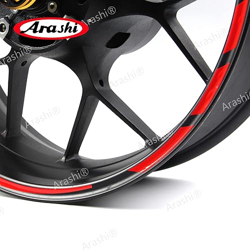 Miniatura 5 de Arashi Tiras adhesivas rojas para llantas de llanta, calcomanías diseñadas para todas las motocicletas o automóviles de 17 pulgadas CBR1000RR