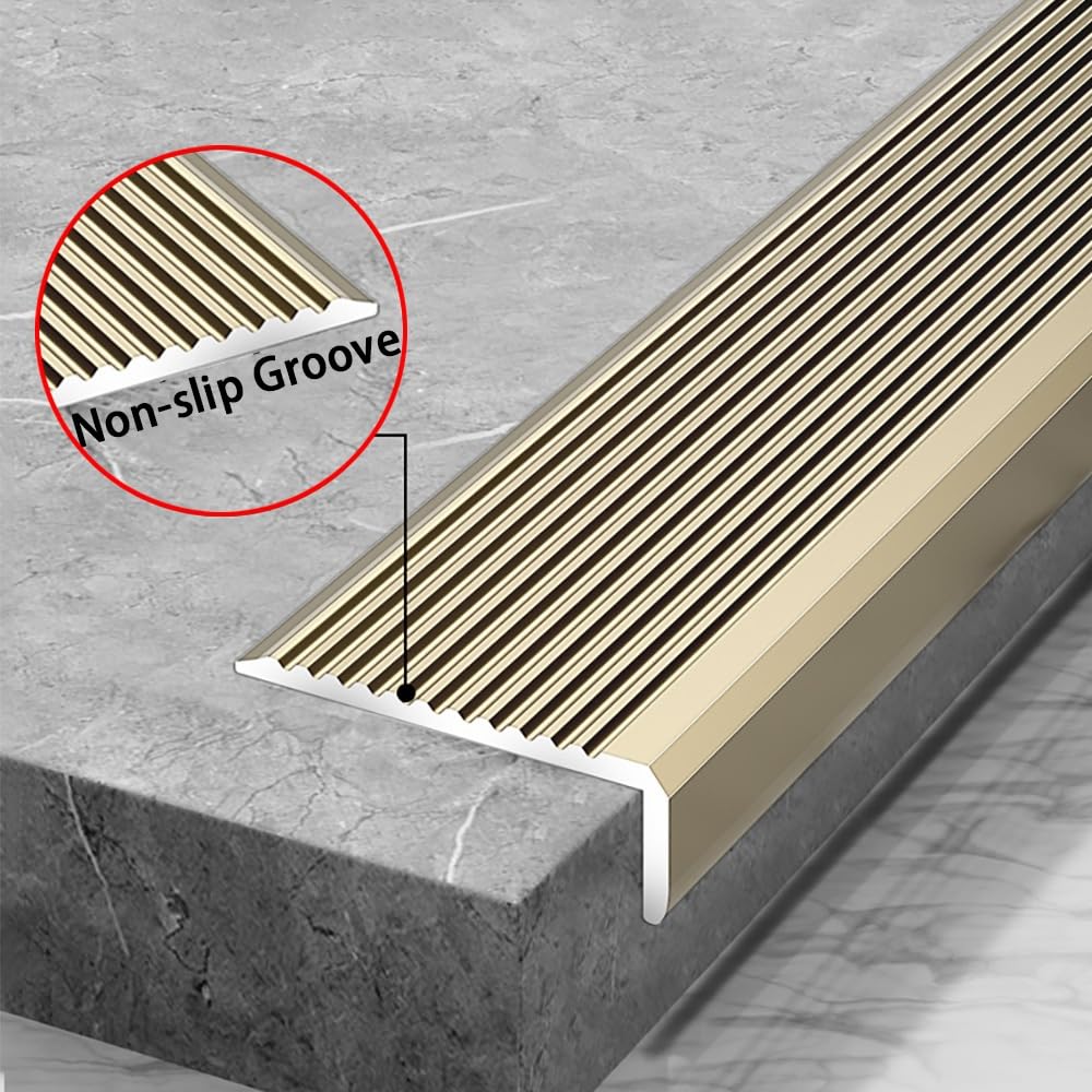 Aluminiowa listwa schodowa w kształcie litery L, wykończenie krawędzi schodów, atopnie schodowe, pasek przejściowy, idealny do domu, szkoły, biura, firmy, w kolorze srebrnym (90 cm x 5 szt.)