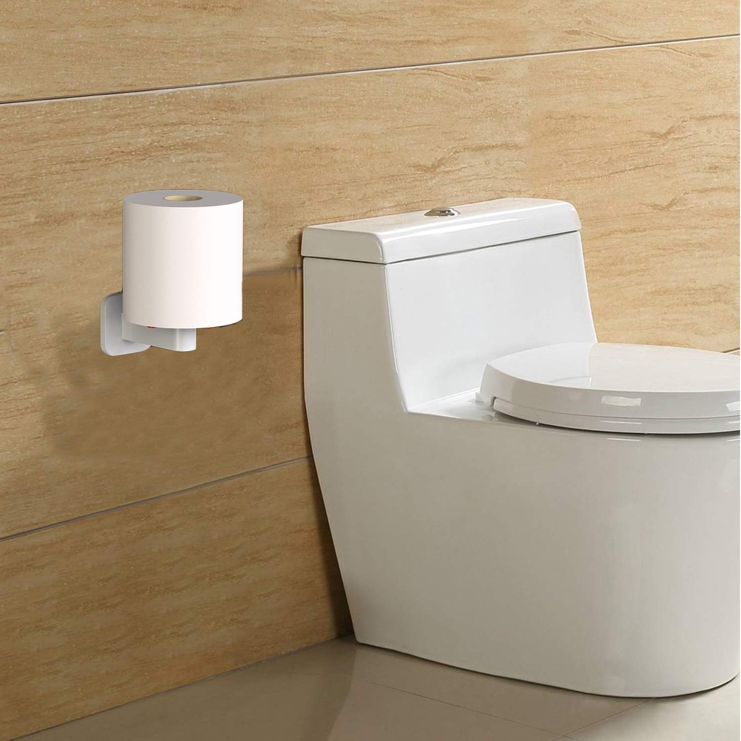 Self Adhesive Toilet Paper Holder No Drilling, White — Amazon image 4