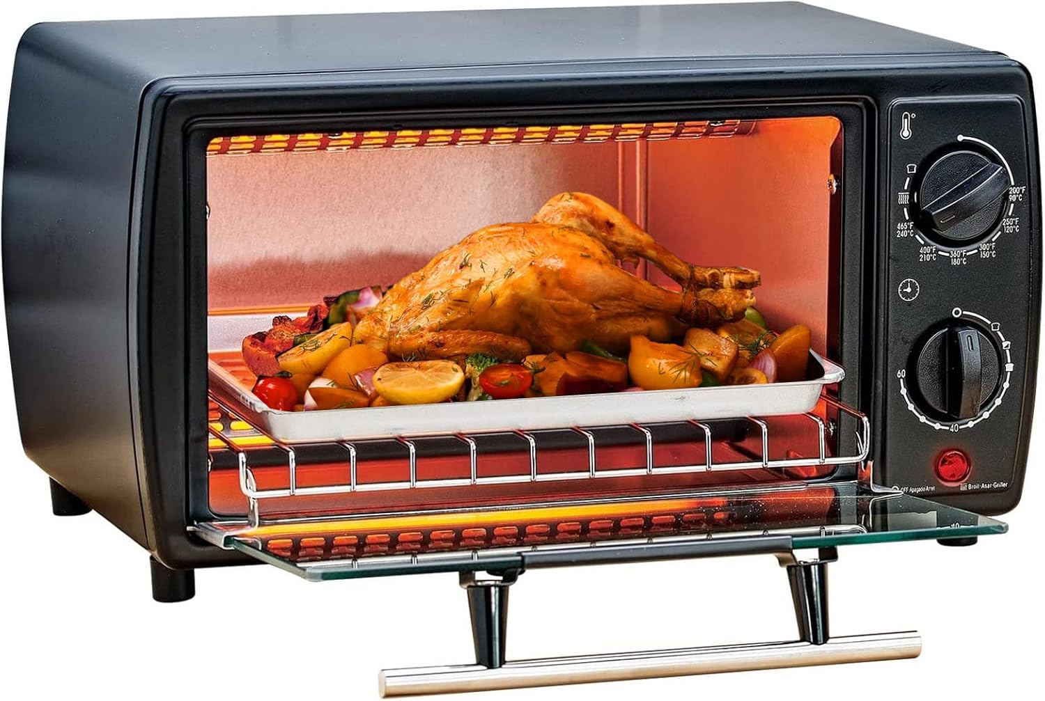 Basic Toaster Oven, 4Slice , 60Minute Timer , Slide Out