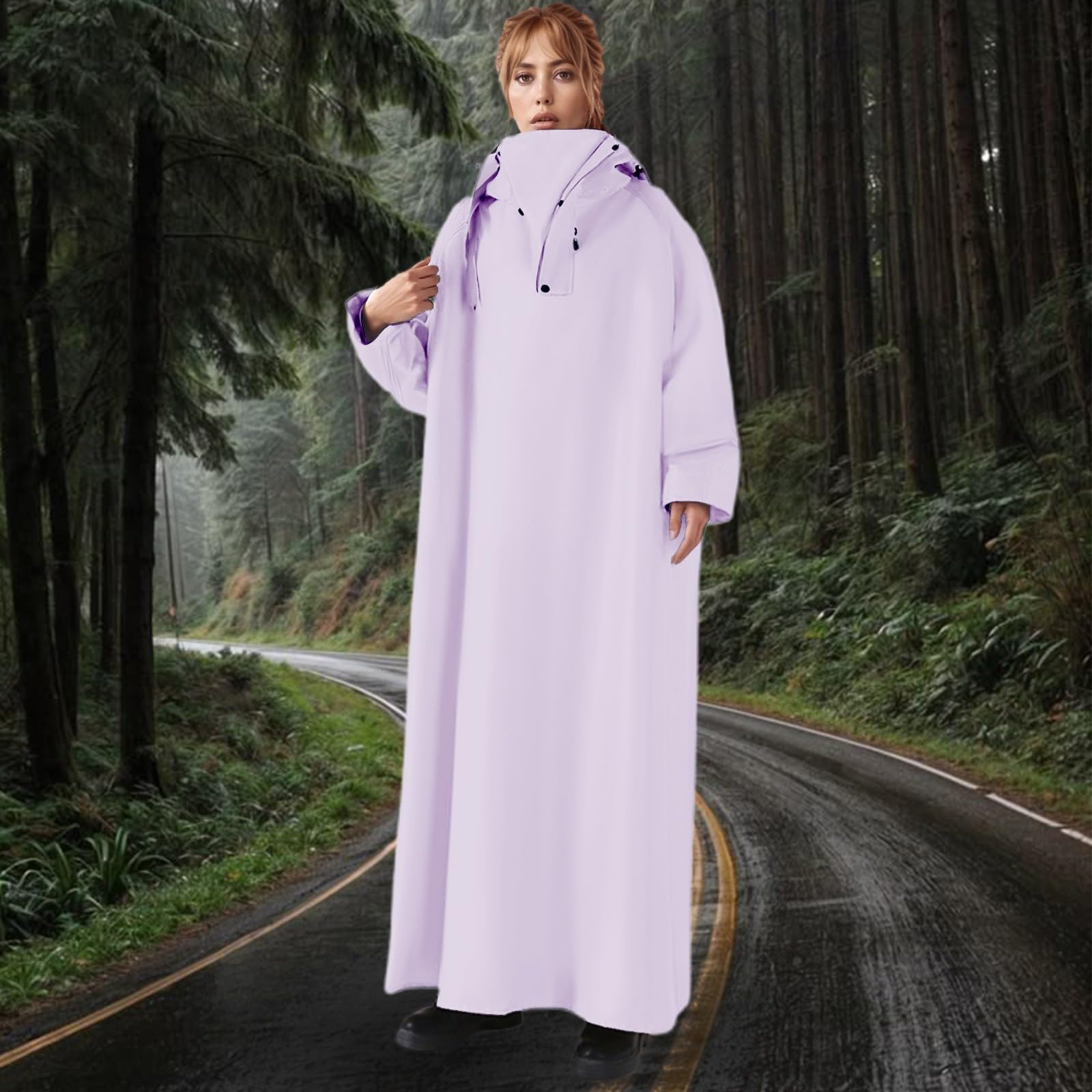 Generisch Regenjacke Leicht Unisex-Ganzkörper-Regenmantel für Outdoor-Aktivitäten beim Radfahren Camping Wandern mit extra langem dickem Design verstellbarer