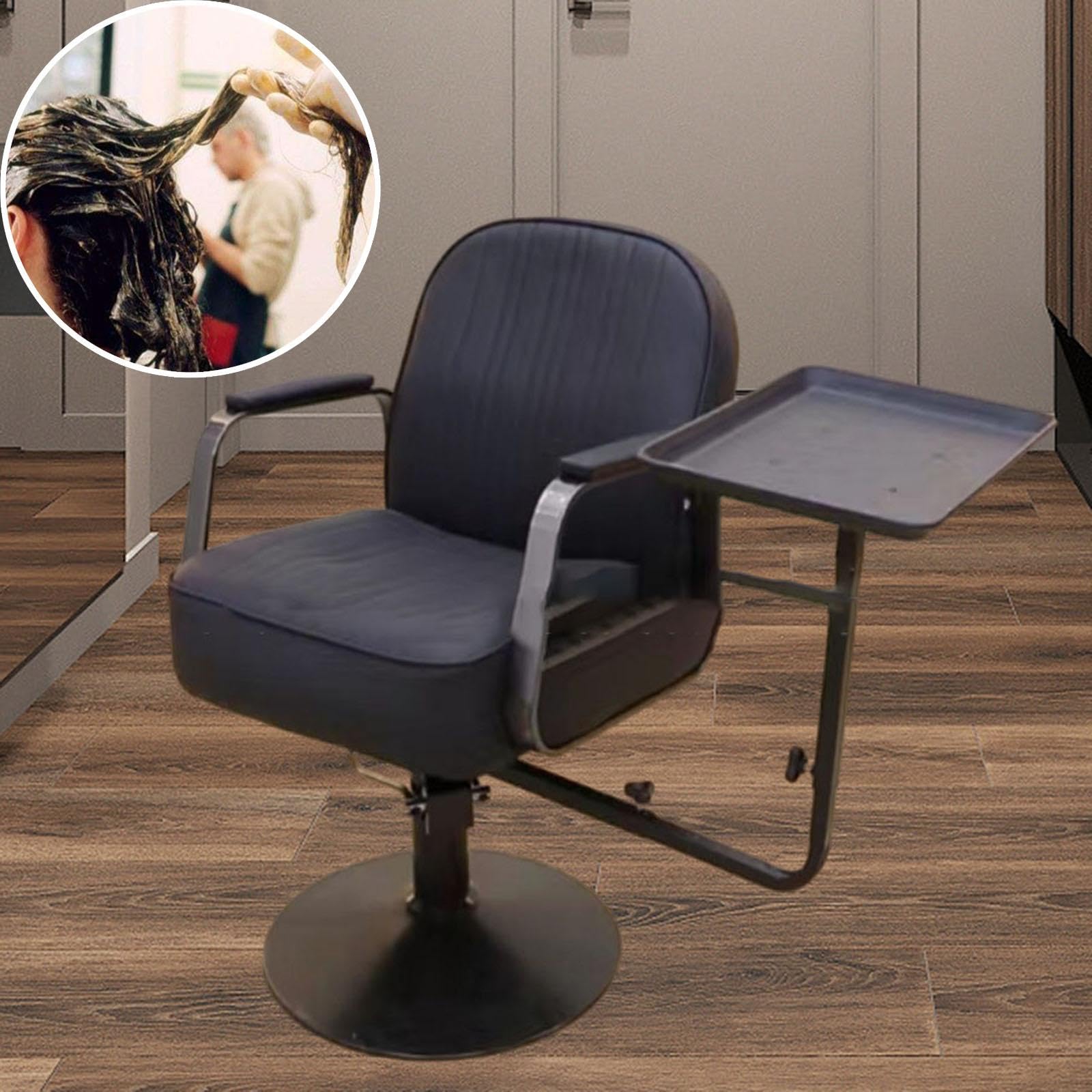 Accessoire pour Fauteuil de Coiffure, Plateau pour Fauteuil de Barbier, Chariot pour Matériel de Coiffure, Plateau de Coloration, Hauteur Réglable Pou