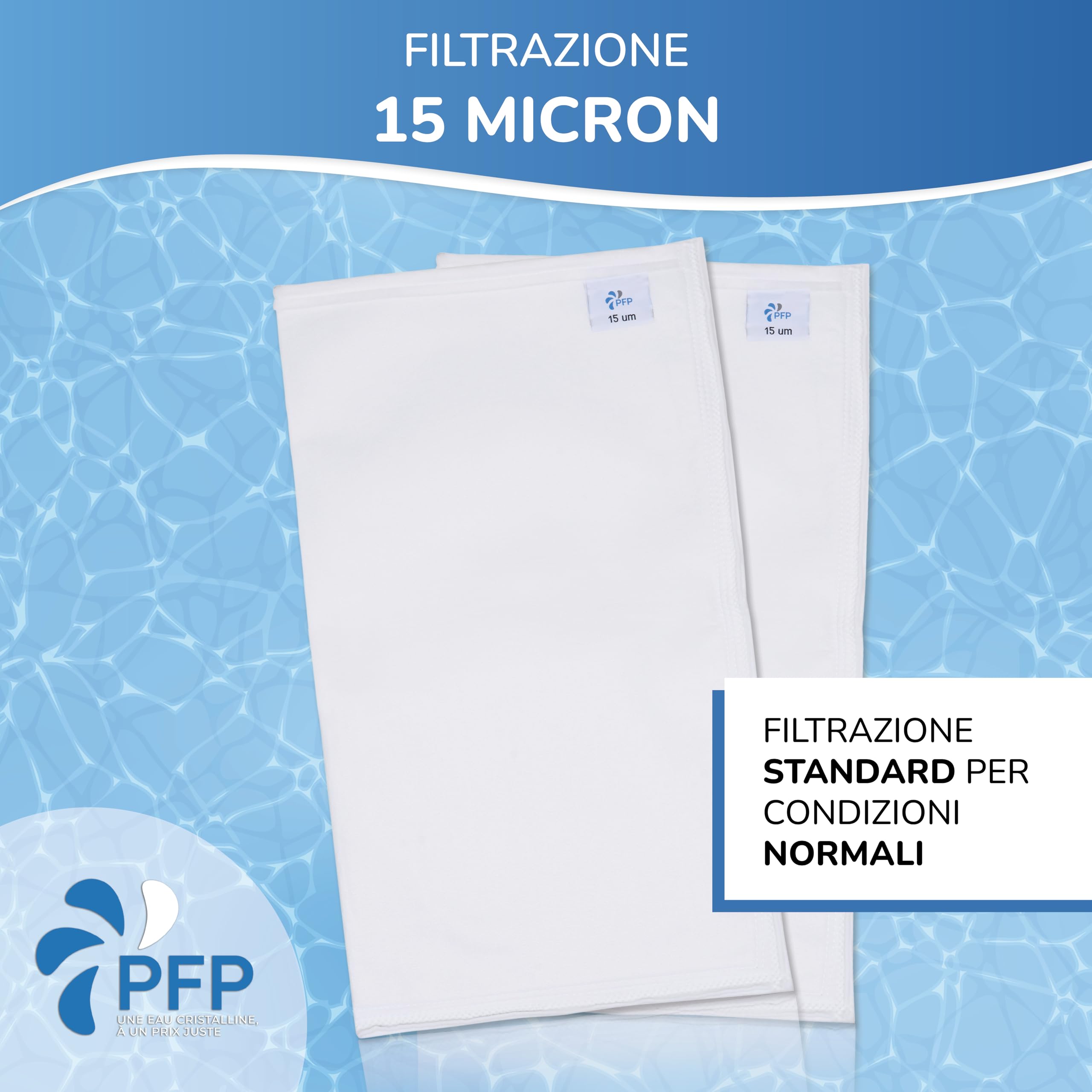 Sacchetto filtrante, compatibile con piscine Desjoyaux, 15 micron (Confezione da 2)