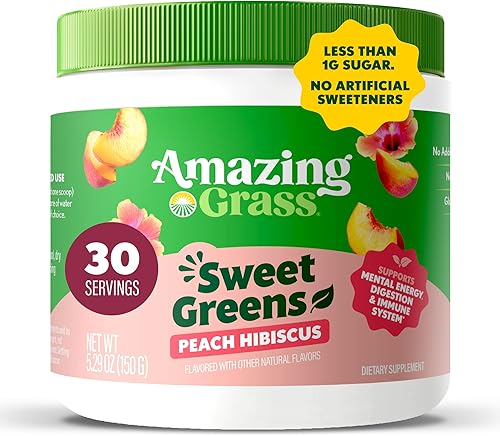Amazing Grass Polvo de vegetales dulces y superalimentos para la salud digestiva, polvo de vegetales, enzimas digestivas, probióticos, espirulina,