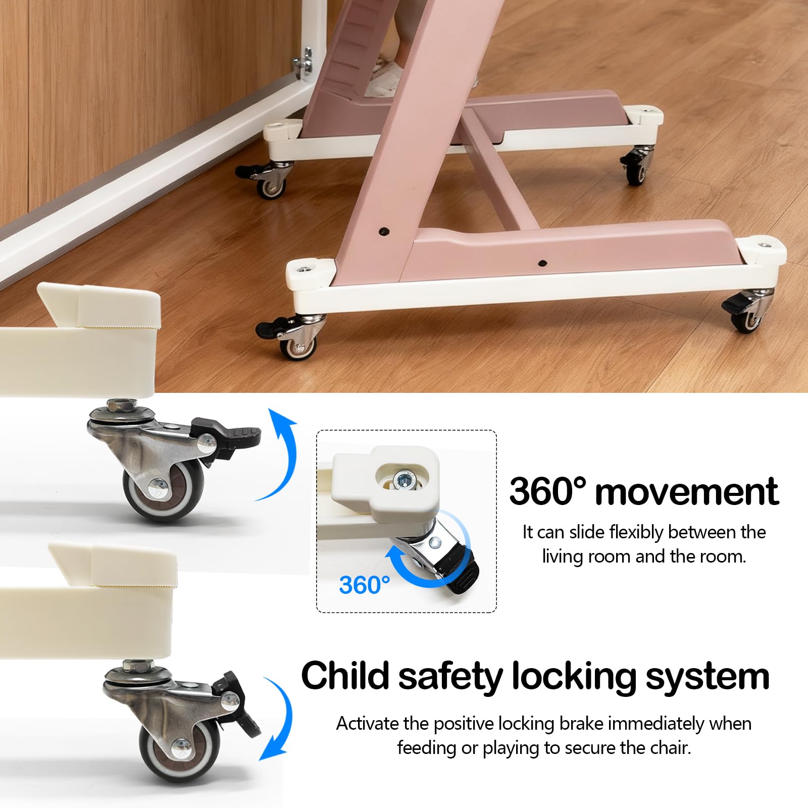 Ruote Compatibili Con Seggiolone, Rotelle Ruote Adatte Al Seggiolone Per Stokke Tripp Trapp Con Blocchi Di Sicurezza Rotelle Per Pavimenti Duri Lisce E Silenziose Per Ogni Pavimento