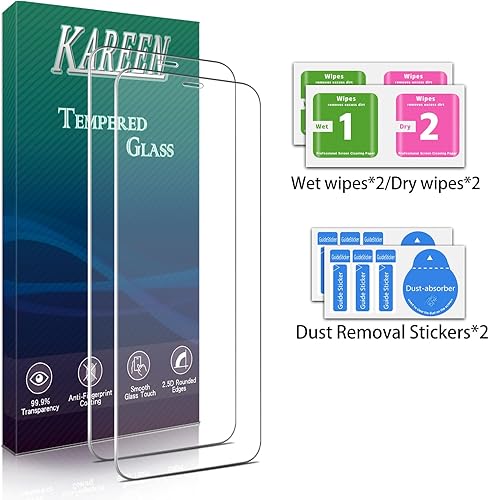 Miniatura 6 de KAREEN Paquete de 2 protectores de pantalla para iPhone 11, iPhone XR película de vidrio templado de 6.1 pulgadas, dureza 9H, antiarañazos, sin