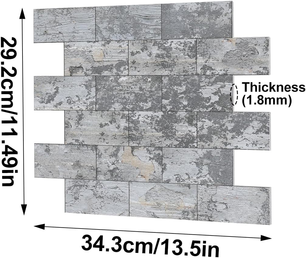 ECYC Ltd 5-Sheet Faux Stone Peel and Stick Wall Tiles, Foam Tile Wall Panels Backsplash Tile Stickers Self Adhesive Stone Look Foam Tiles for Living Room, Kitchen, Fireplace, 13.5 x 11.5 inch