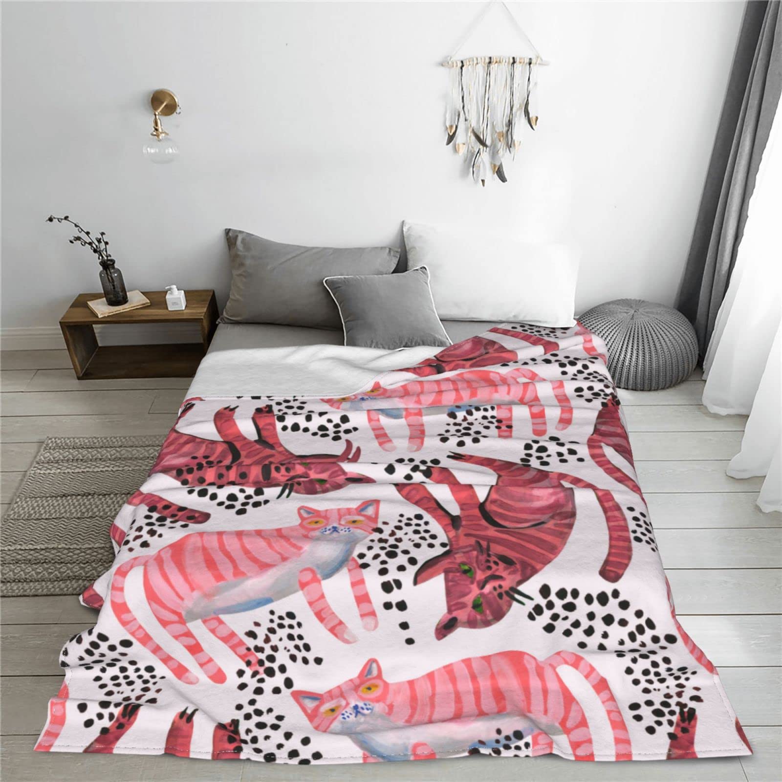 Acquarello carino gatti coperta per letto divano coperta in pile leggero morbido accogliente 127 x 101,6 cm