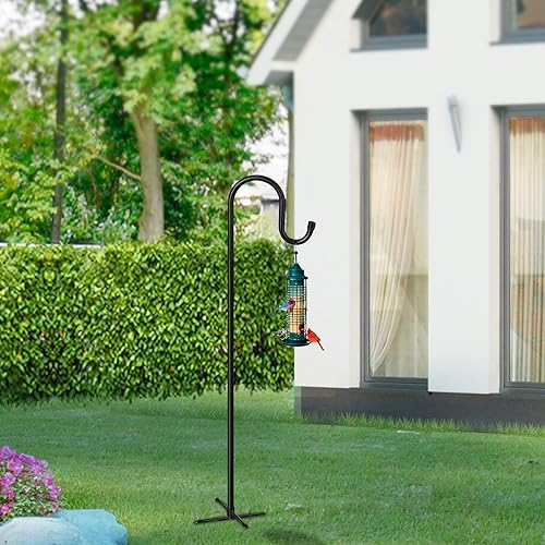 Miniatura 2 de HIEDUYT Ganchos de pastor ajustables para exteriores con base de 5 puntas, ganchos de pastor para poste de soporte al aire libre para comedero de