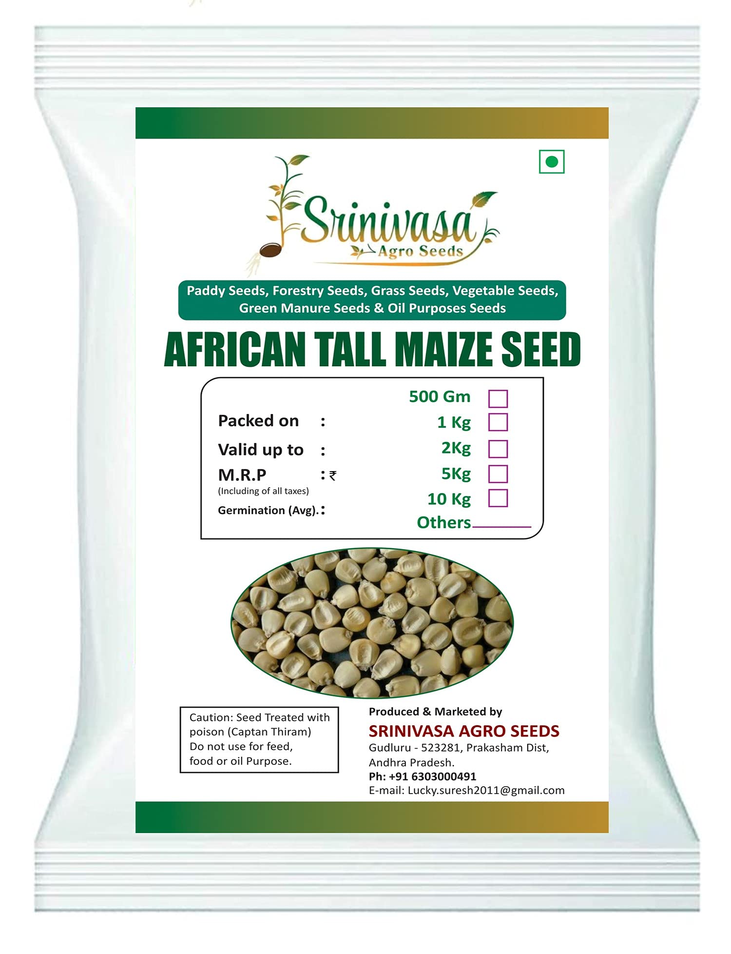 Srinivasa Agro Seeds African Tall Maize/Fodder Maize/Makka Seeds, 5kg (B09G6WYFT6) Amazon Price History, Amazon Price Tracker