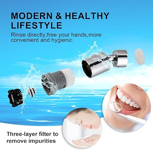 Miniatura 3 de Aireador de grifo de cocina, giratorio de 720, súper gran angular, 2 modos de salida de agua, rociador de fregadero de cocina para baño, lavabo y