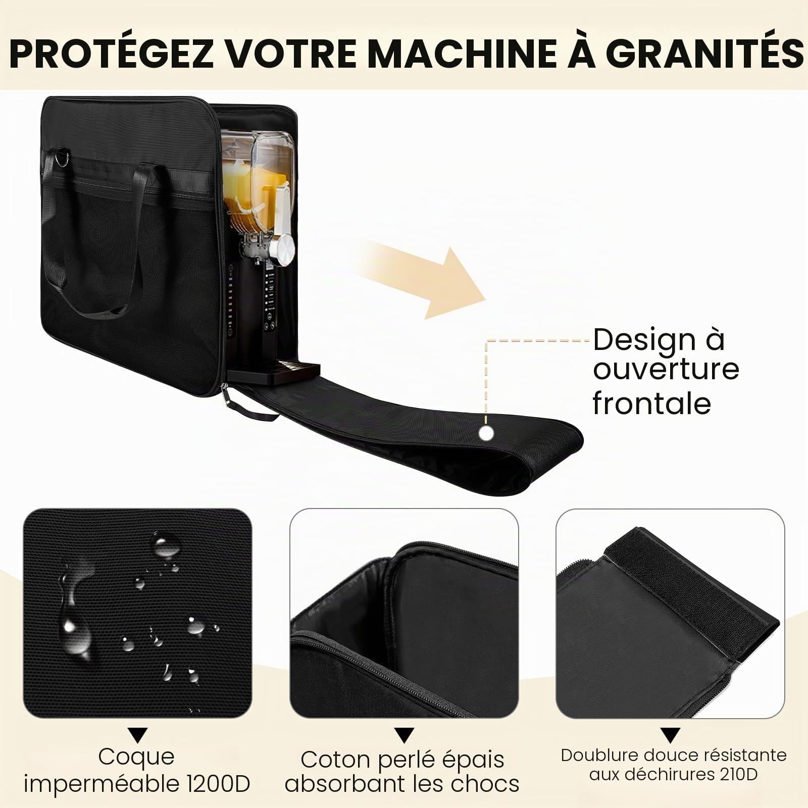 Sac de Transport Portable pour Ninja Slushi Machine FS300/FS301 - Slushie Machine Accessoires, Sac de Voyage pour SLUSHi Machine à Boissons congelées (Ouverture Avant, Noir)