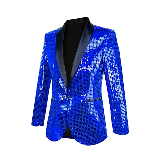 Nawgut Sequin Blazer Metallic Suit Disco Prom Shiny Jacket Wedding Party Banquet Fashion Tuxedo for Mens Adult