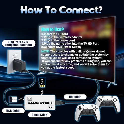 Miniatura 4 de M15 Retro Game Stick, consola de juegos retro incorporada, más de 50000 juegos, 28 emuladores, consola de juegos retro inalámbrica HDMI 4K con dos