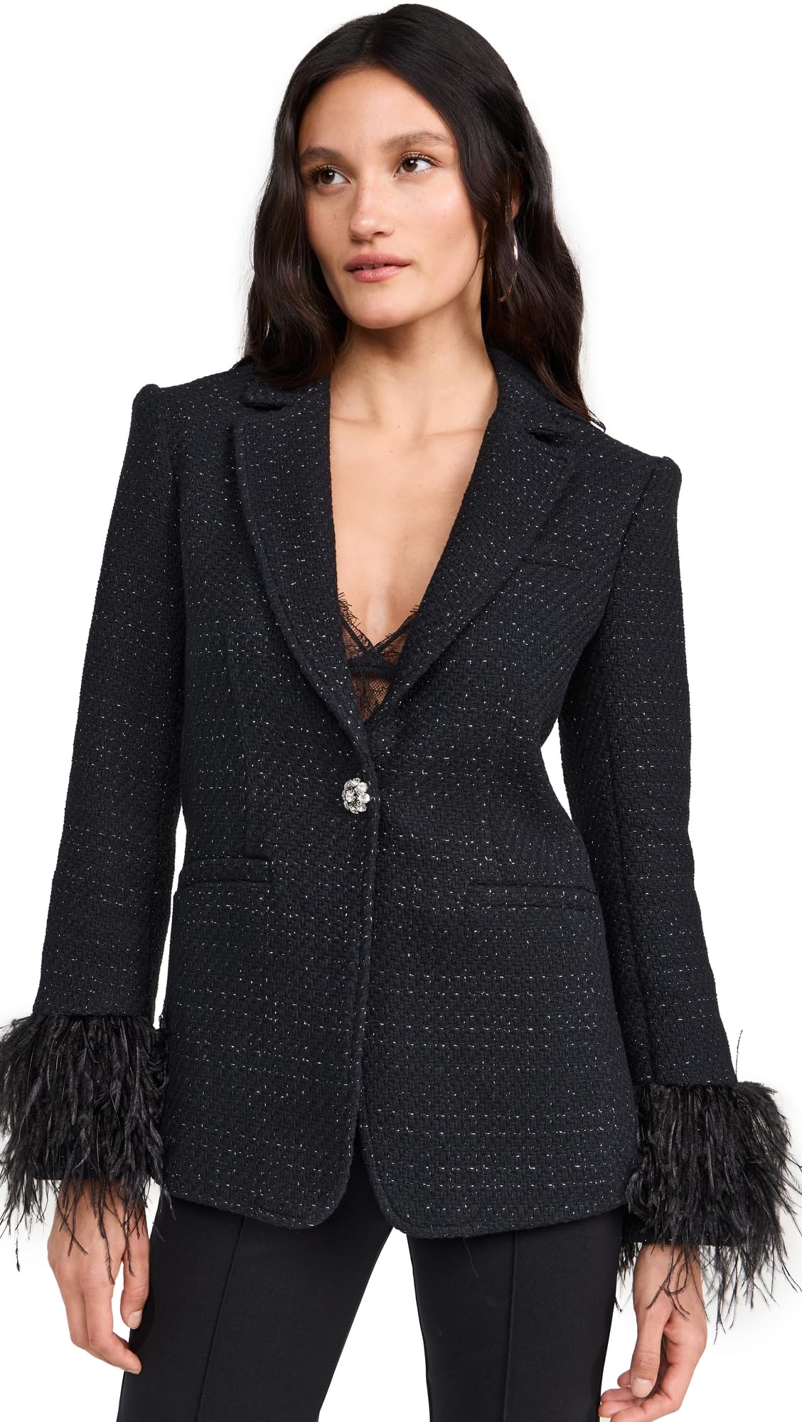 Cinq Sept Womens Static Boucle Feather Karlie Blazer