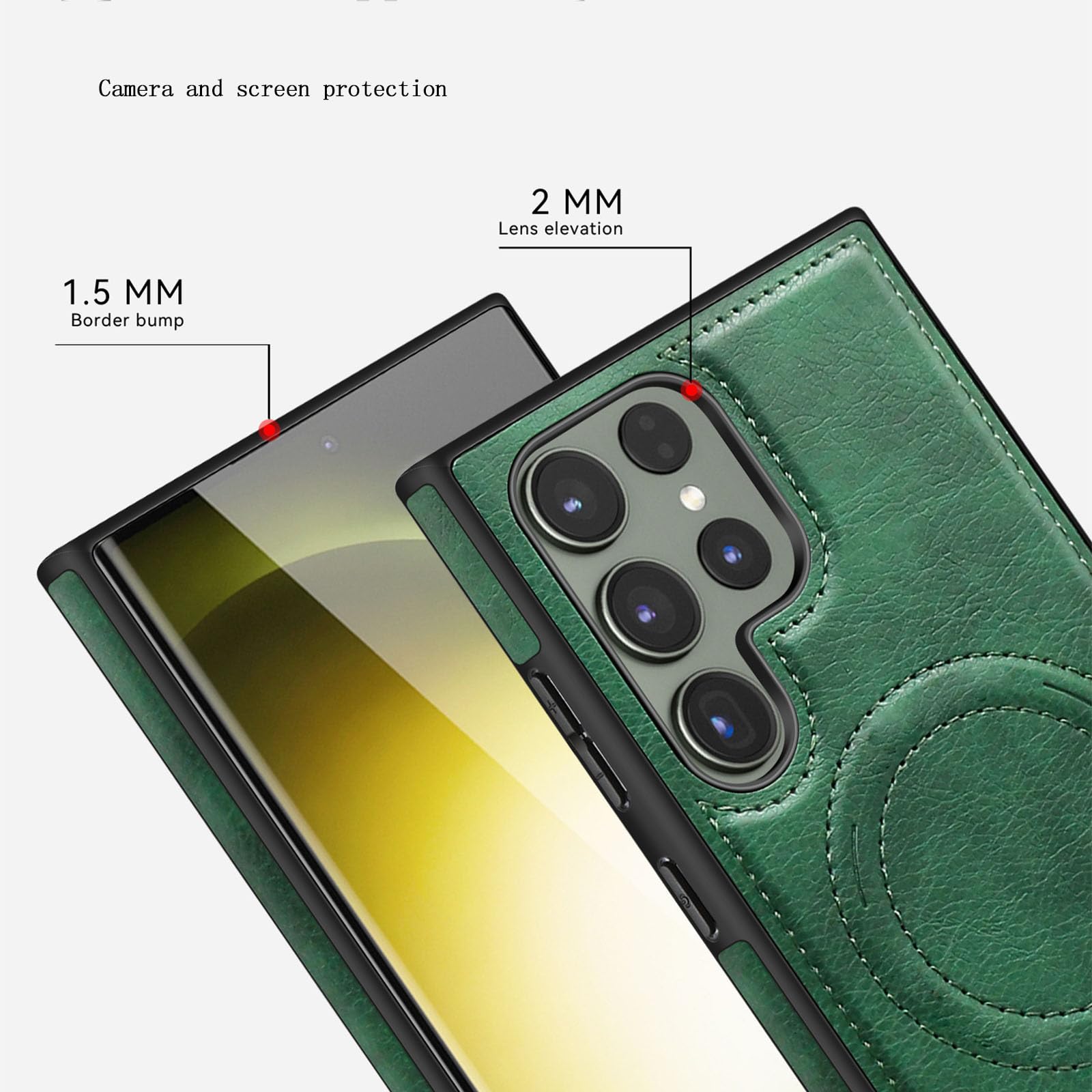 Custodia per Samsung Galaxy S24 Ultra/S24 Plus/S24,Custodia di Ricarica Wireless ad Adsorbimento Magnetico in Pelle PU con Cover Protettiva per Fotocamera,Oro,S24 Ultra