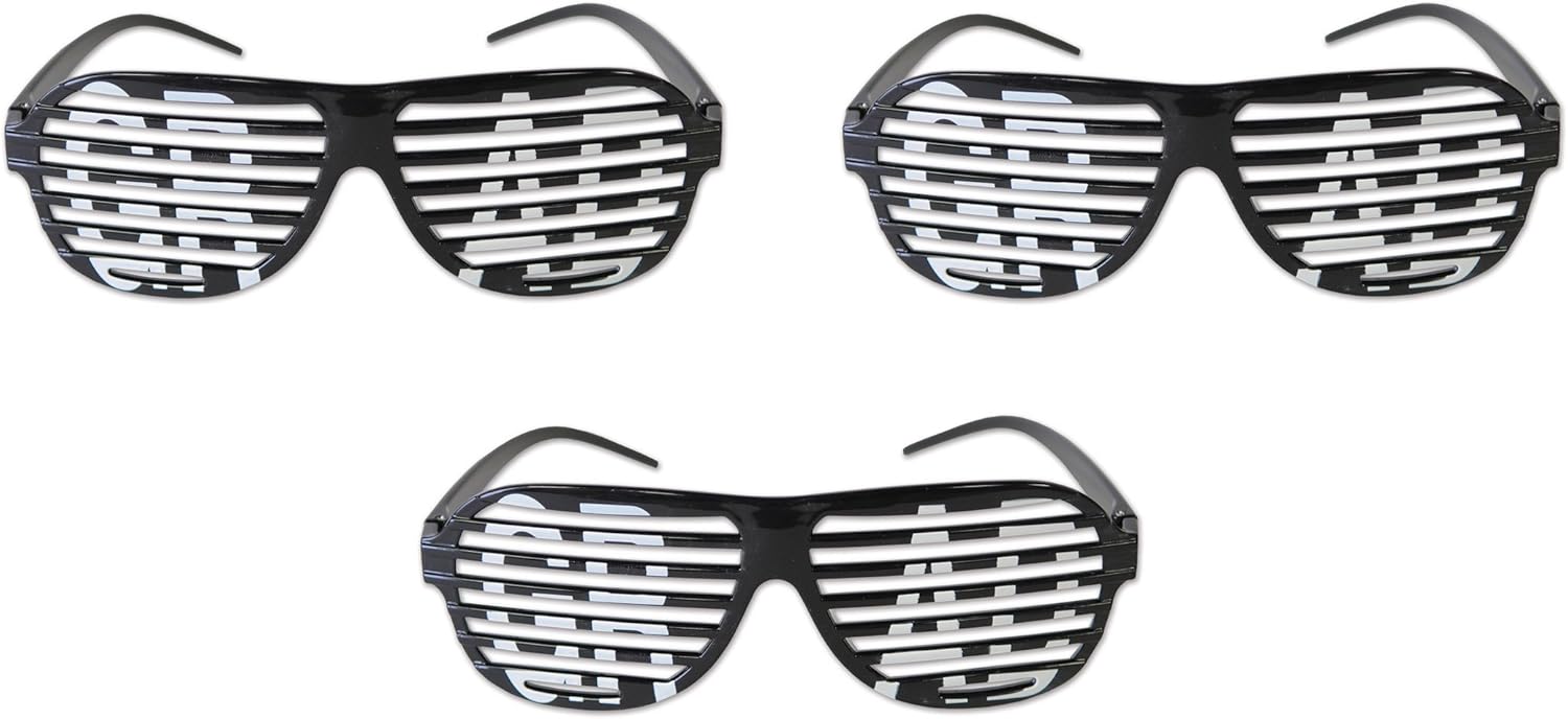 Beistle 3Piece Grad Shutter Glasses, Black/White Home
