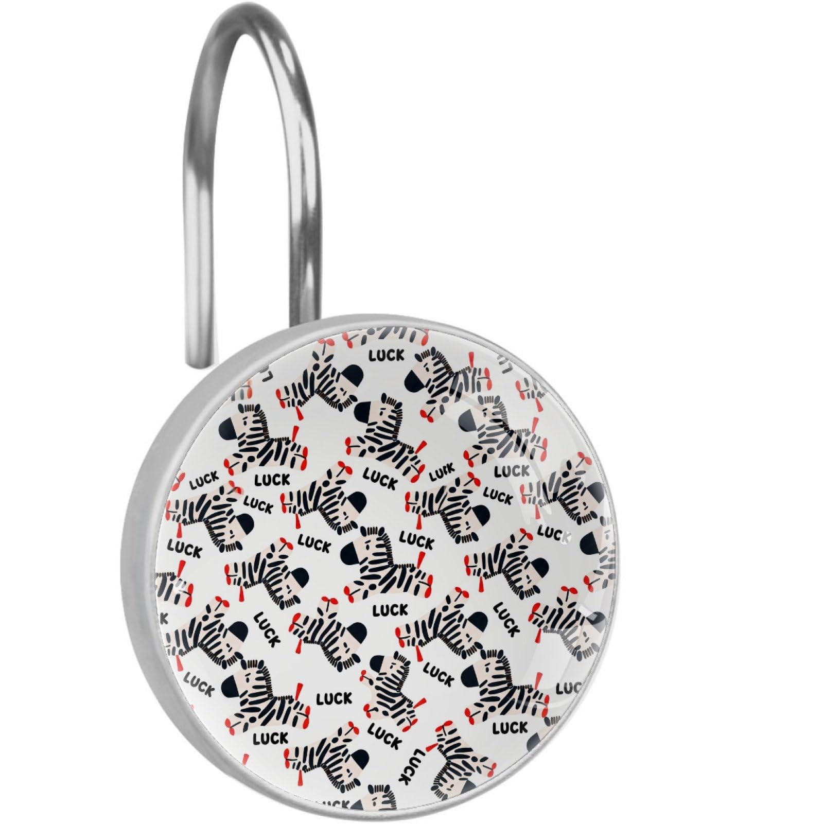 VAPOKF Decorative Shower Curtain Hook, Luck Zebra Rustproof Stainless Steel Shower Curtain Hook for Bathroom, Shower Curtain Hangers for Shower Rod