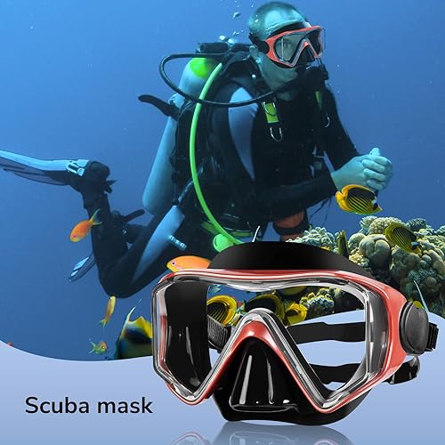 Miniatura 7 de Máscara de buceo, máscara de esnórquel profesional, lente ultra transparente con visión amplia panorámica HD, máscara de buceo antifugas, máscara de