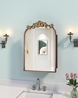 16x24 Inch Recessed or Surface Mount Medicine Cabinet Mirror with Vintag...