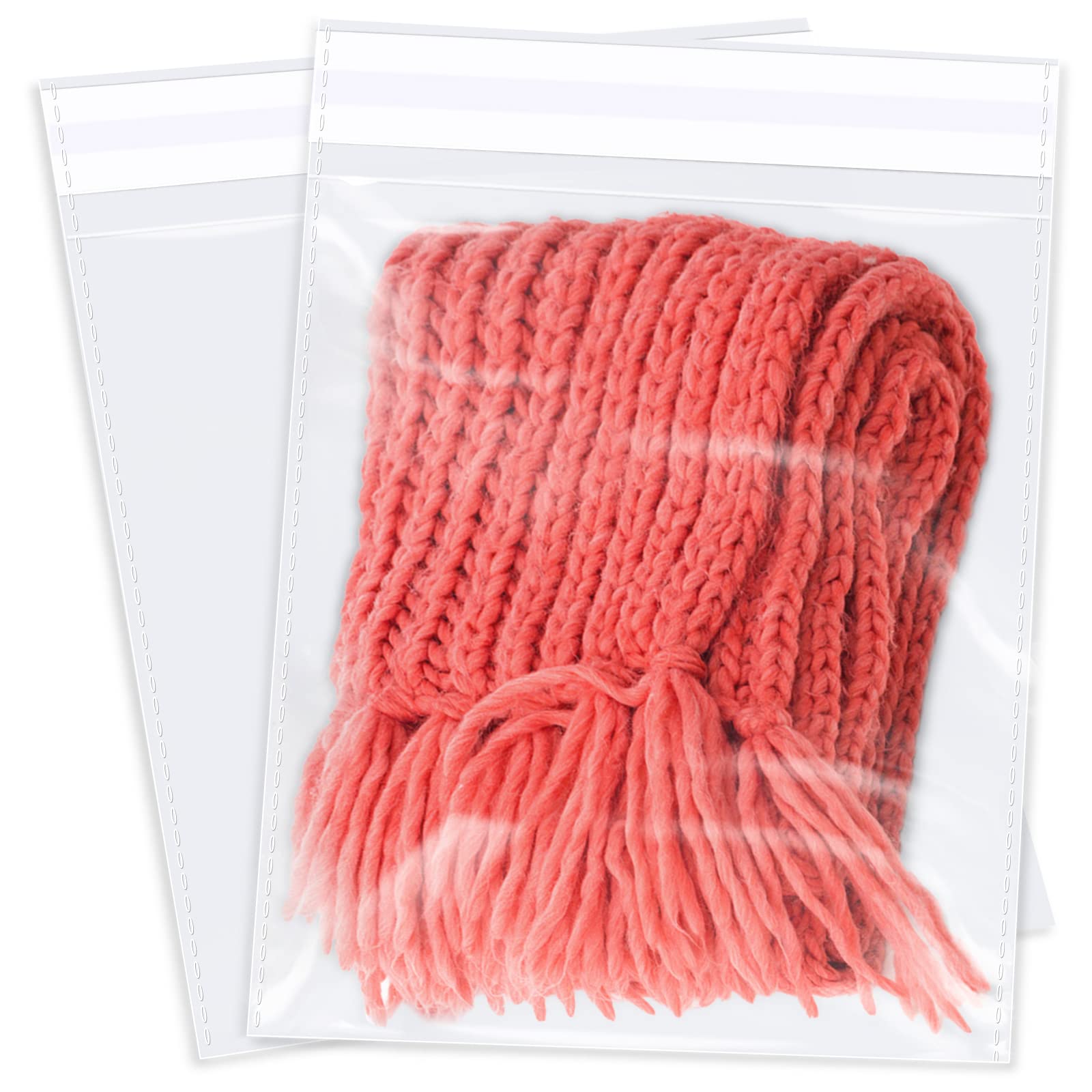 20 Count - 14" x 20" Self Seal Clear Cello Cellophane Resealable Plastic Poly Bags for Prints, Photos, Documents, Clothing, T-Shirt