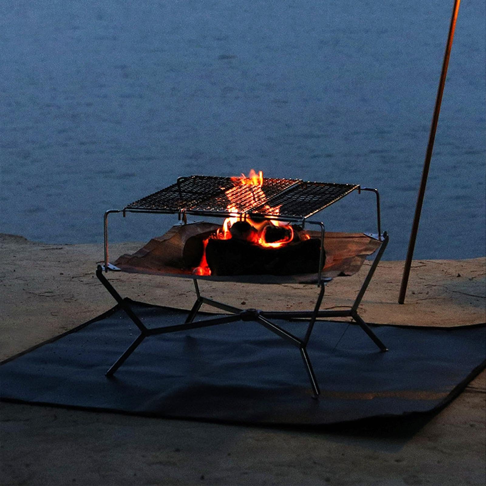 Barbecue portatile a carbonella, portatile, pieghevole, in acciaio inox, per cucinare all'aperto, escursionismo, campeggio, picnic | Griglia da campeggio portatile Griglia da campeggio pieghevole in acciaio inossidabile Griglia a carbone per picnic in