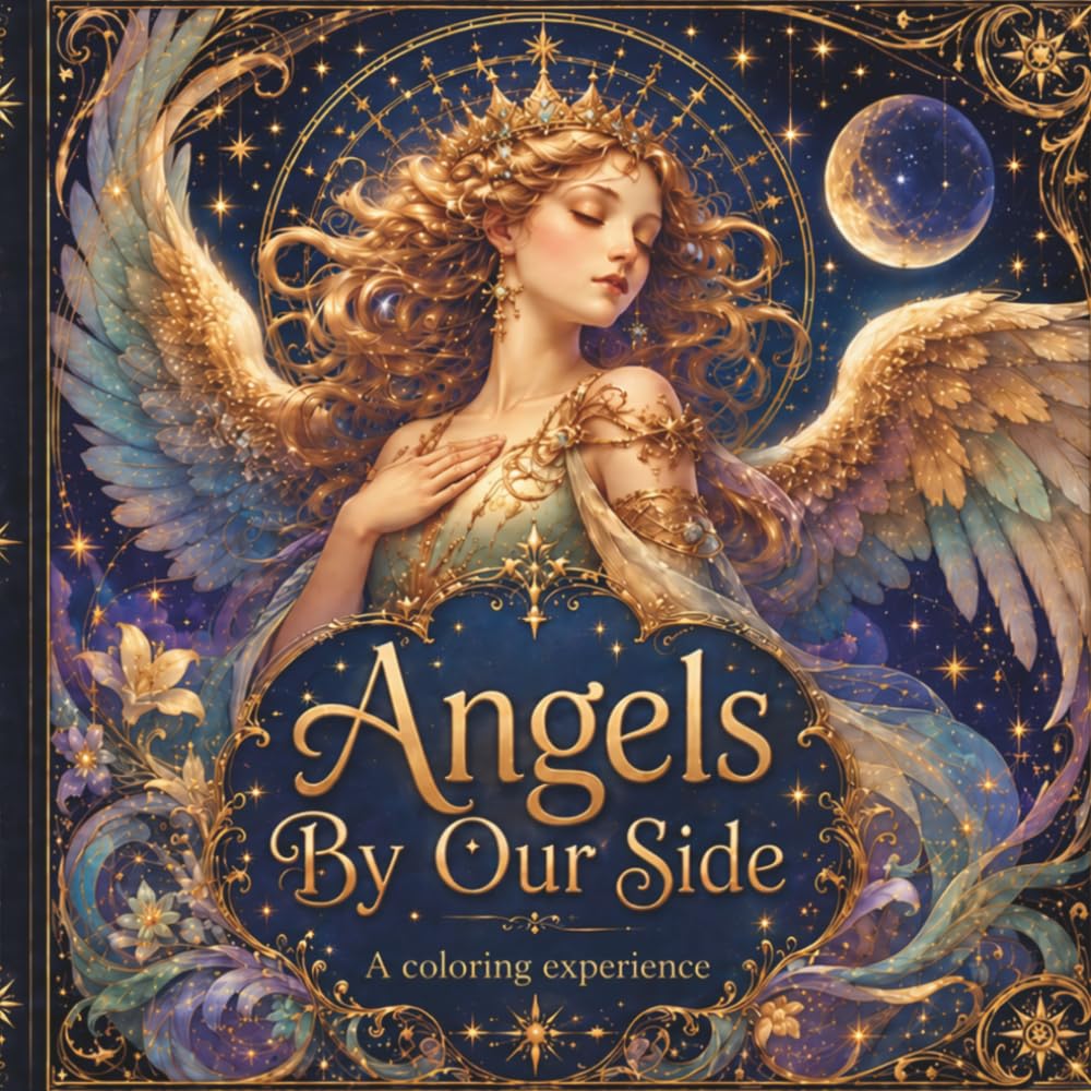 Angels By Our Side: 32 Art Nouveau Illustrations: A celestial, peaceful, calming coloring experience