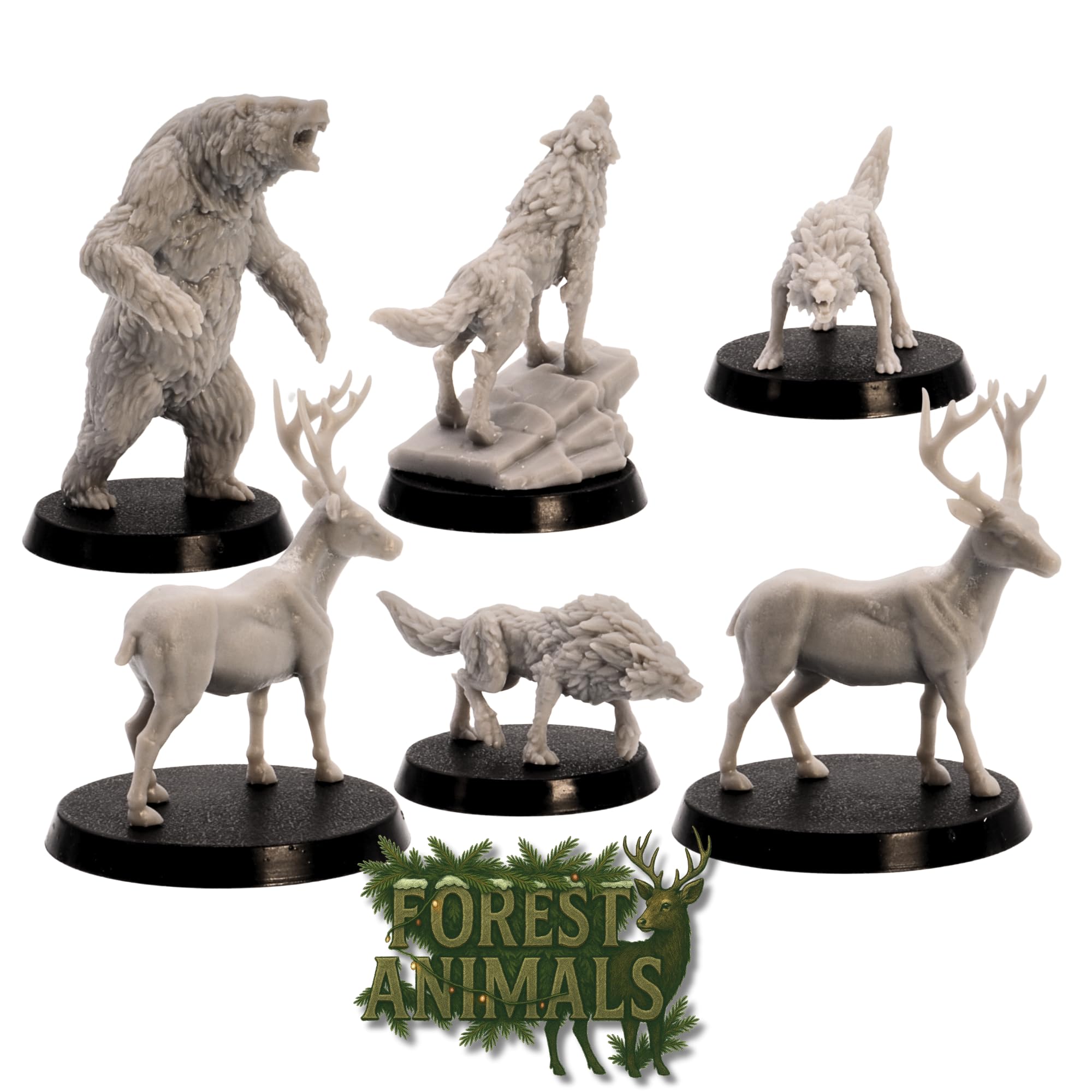 Christmas DnD Starter Set - 13 Resin Miniatures (Santa, Mimics, Snowmen, Forest Animals & More) for Tabletop RPGs - Image 4