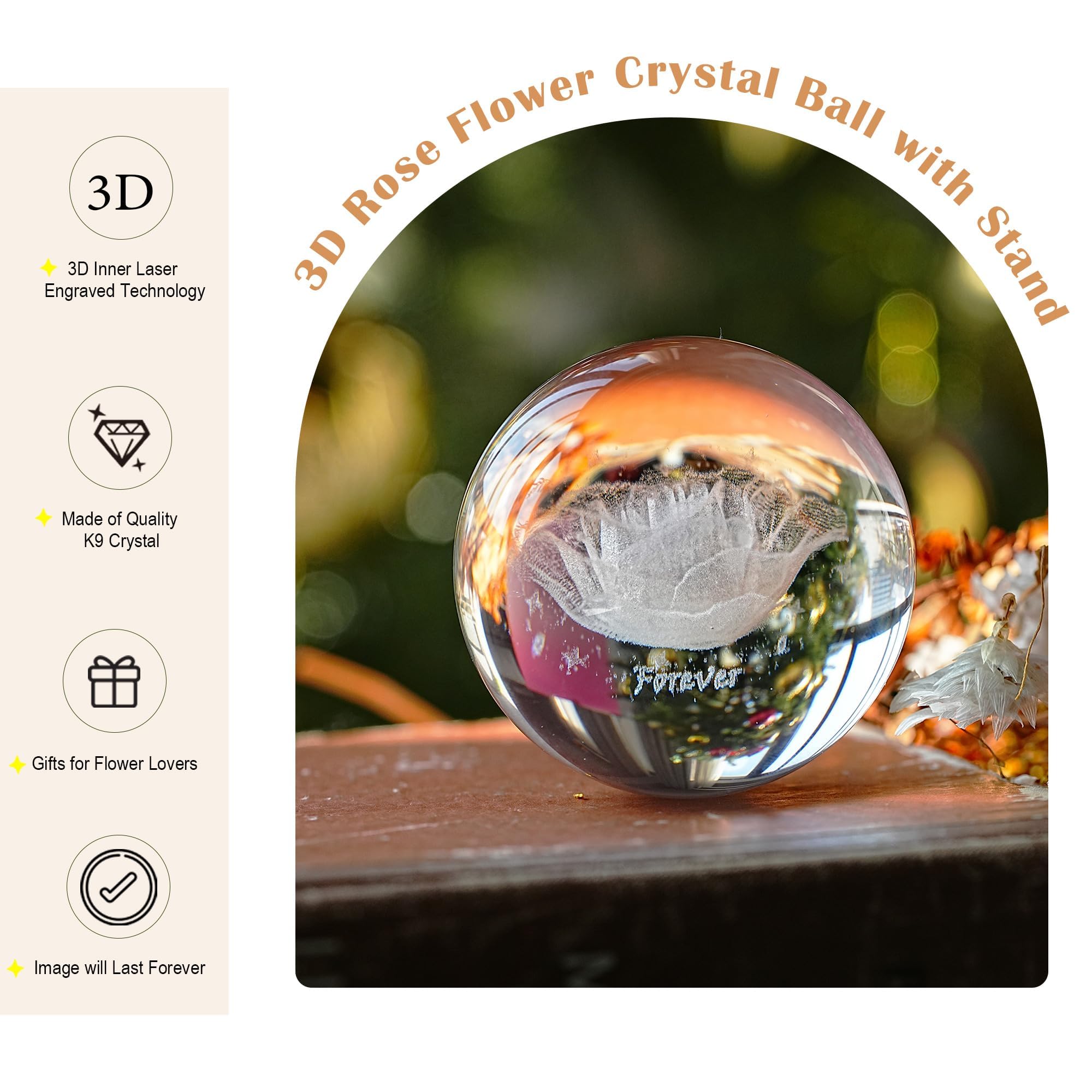 Amazon.co.jp: HDCRYSTALGIFTS 60mm 3D 内彫り ローズフラワー