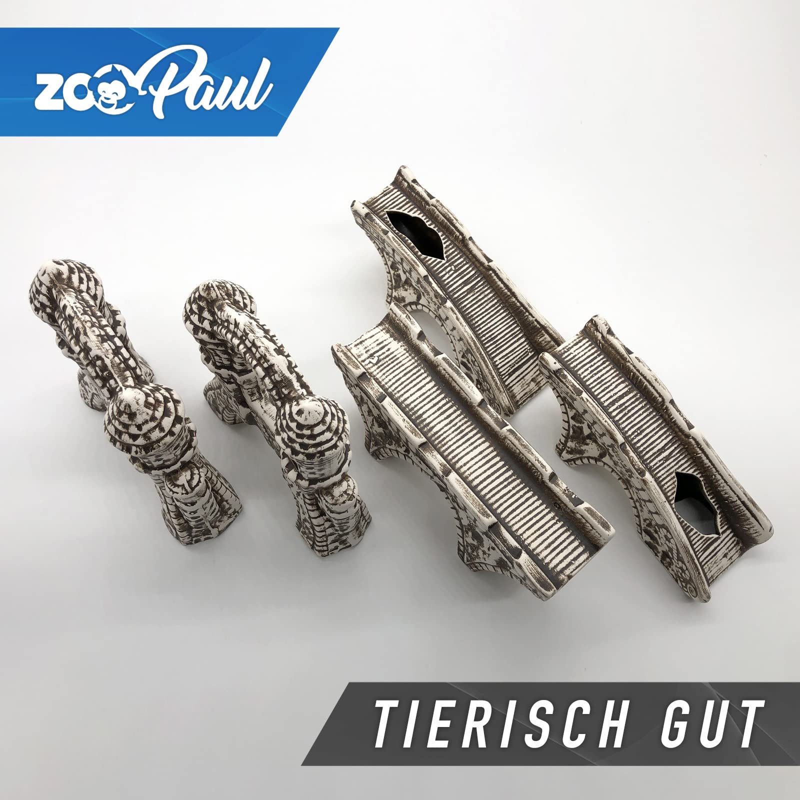ZooPaul Deko Aquarium Brücke 5 TLG. XXL groß Dekoration Terrarium Zubehör Burg
