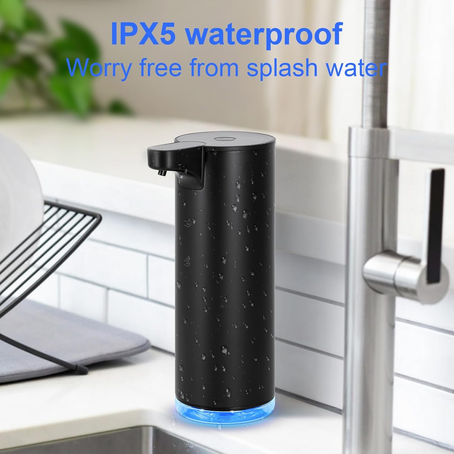 LAOPAO X8 dispenser with water droplets on its surface, indicating its waterproof feature.