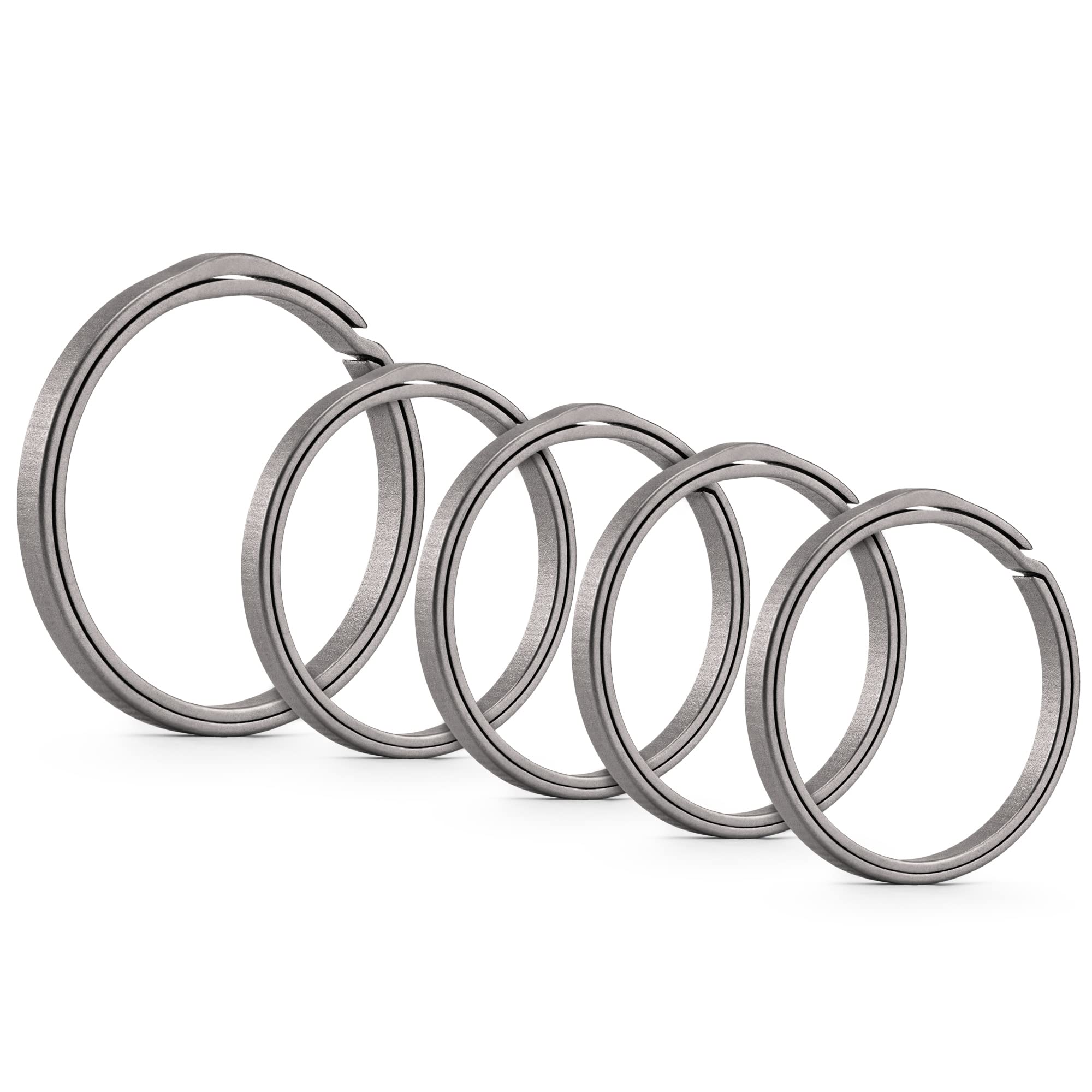 KeyUnity KA12BK Titanium Flat Key Rings 33/25/17.5mm for Key Carabiner (There are many variants, the number of key rings depends on the main picture)