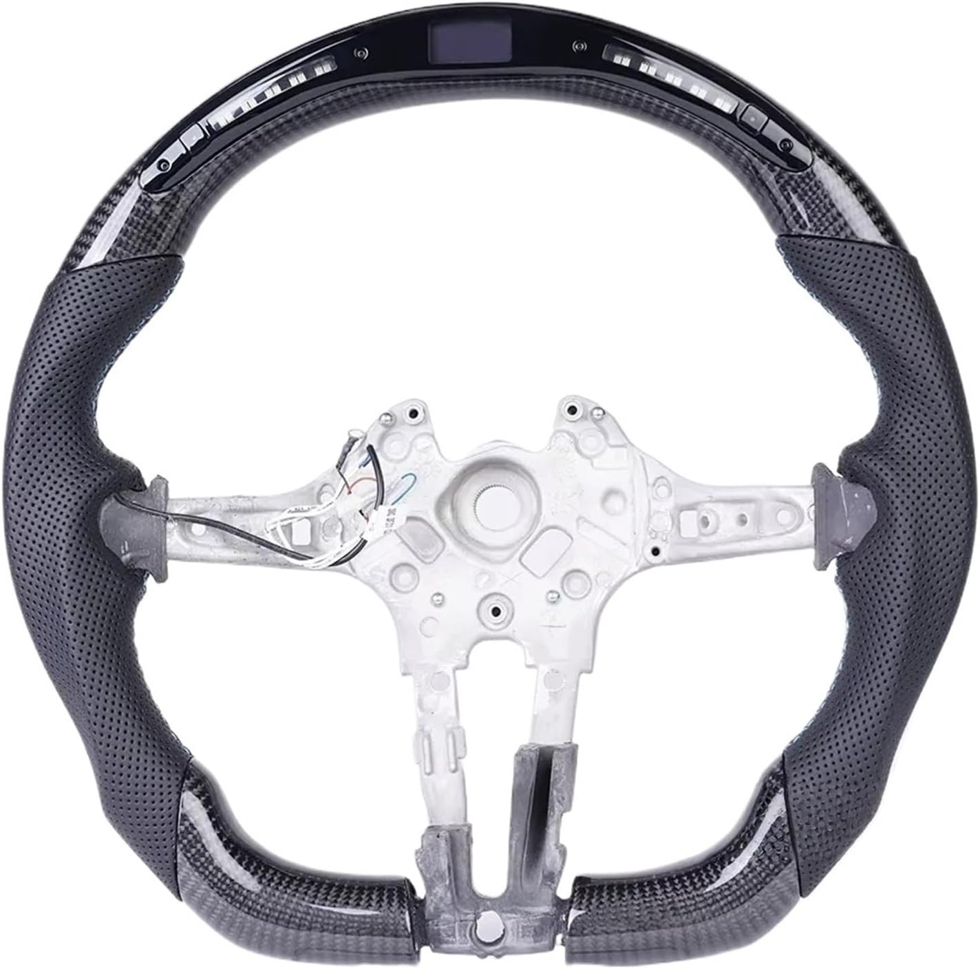 Carbon fiber steering wheel with LED compatible with F10 F20 F30 M2 M3 M4 M5 F80 F45 F42 Racing car accessories in perforated leather(Style 9)